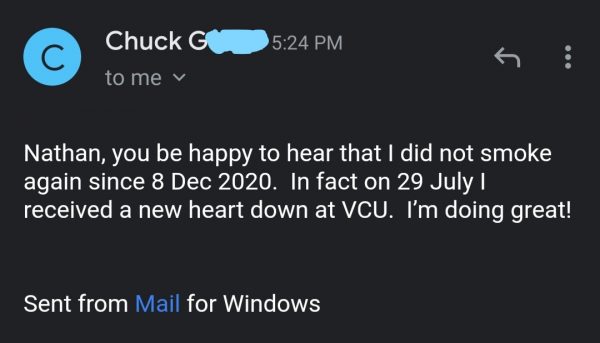 Chuck Quit Smoking Review Quit Smoking Client Testimonial Fredericksburg Hypnosis